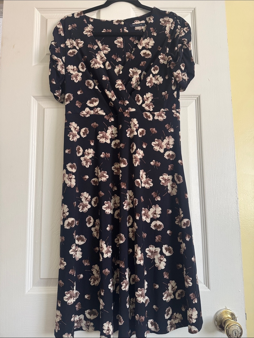 Girls Floral Navy Wrap-Style Dress